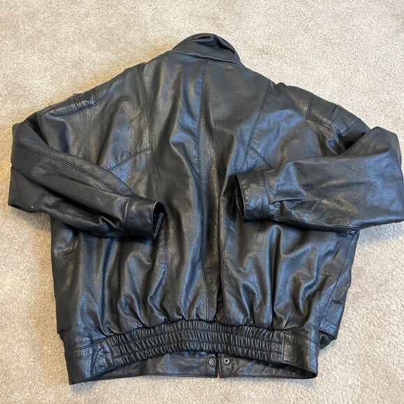 FIRST GENUINE Leather Men's Flight Jacket Bomber Motorcycle Style Black Size XL - Picture 9 of 16